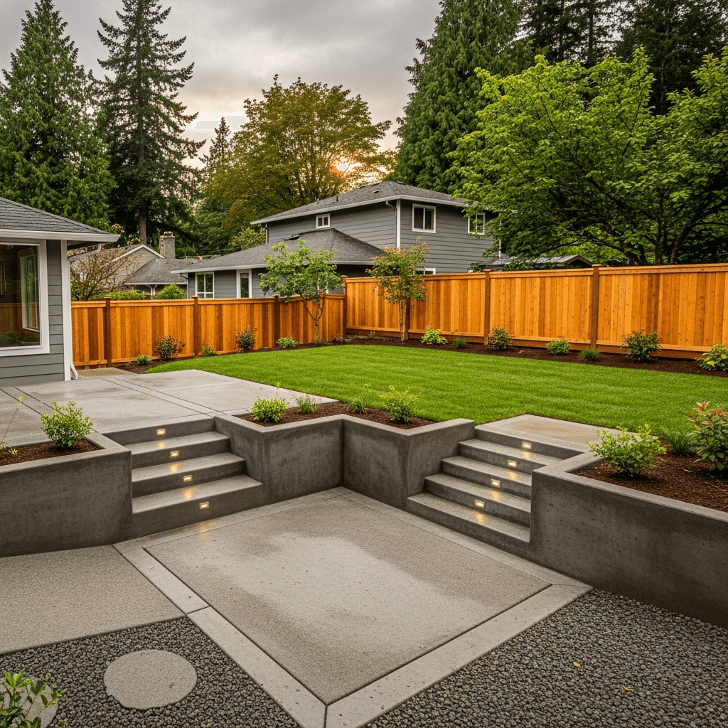 Completed backyard transformation — Daedalus Contracting, Lower Mainland BC