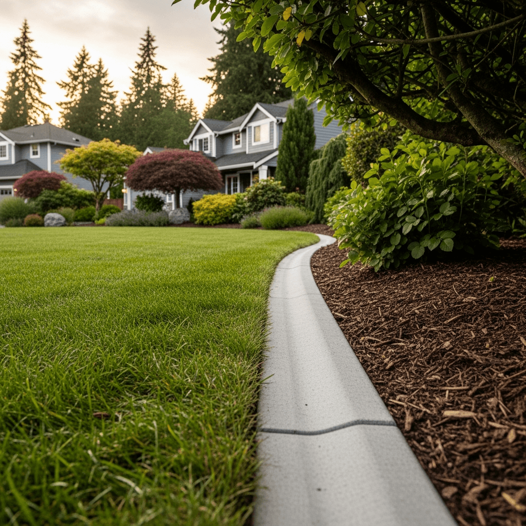 Poured concrete mower strip curbing — Daedalus Contracting, Lower Mainland BC