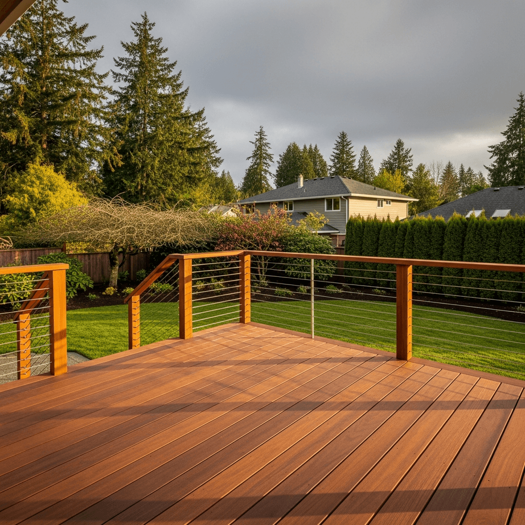 Exotic ipe hardwood deck with rich dark brown finish — Daedalus Contracting, Lower Mainland BC