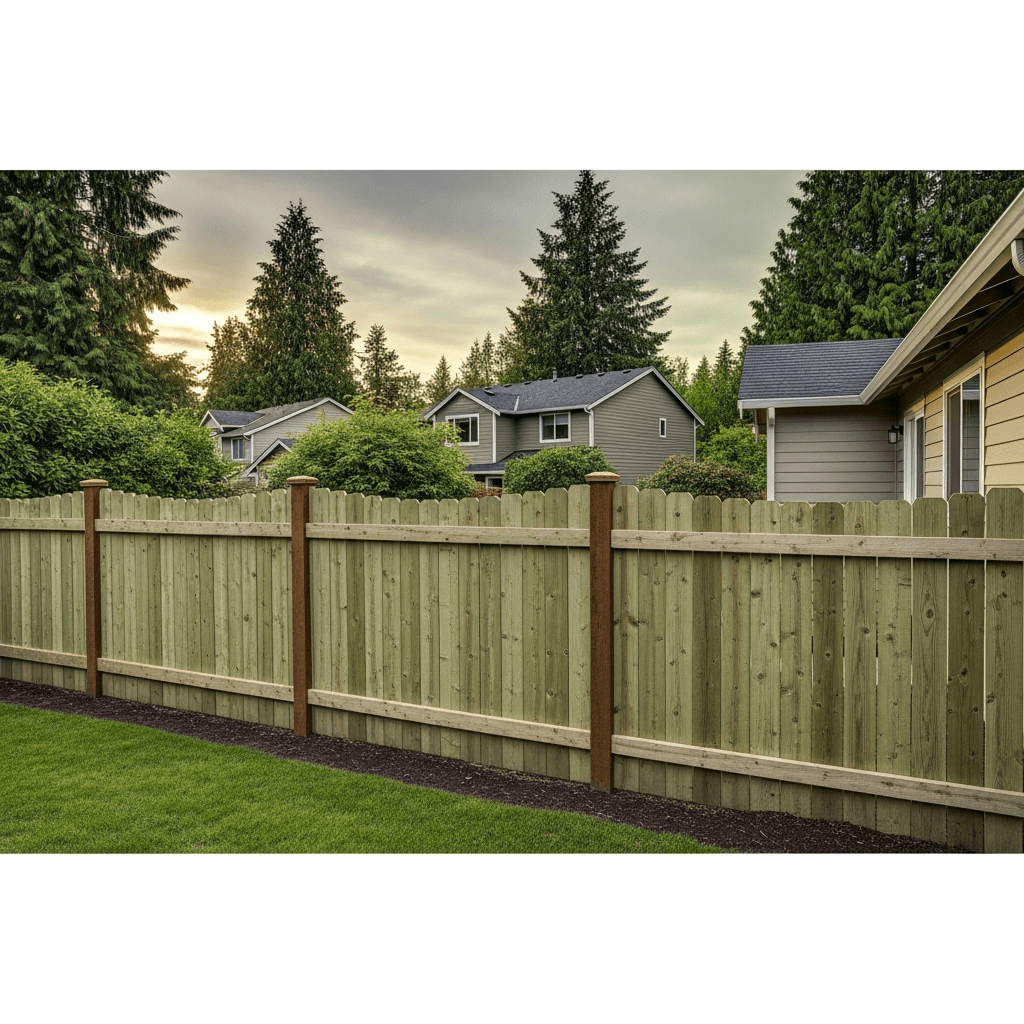 Pressure-treated board-on-board privacy fence — Daedalus Contracting, Lower Mainland BC
