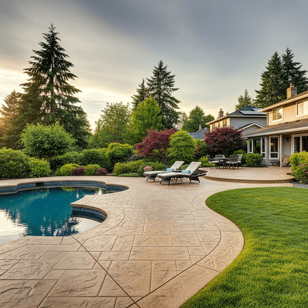 Broom finish anti-slip concrete pool deck — Daedalus Contracting, Lower Mainland BC
