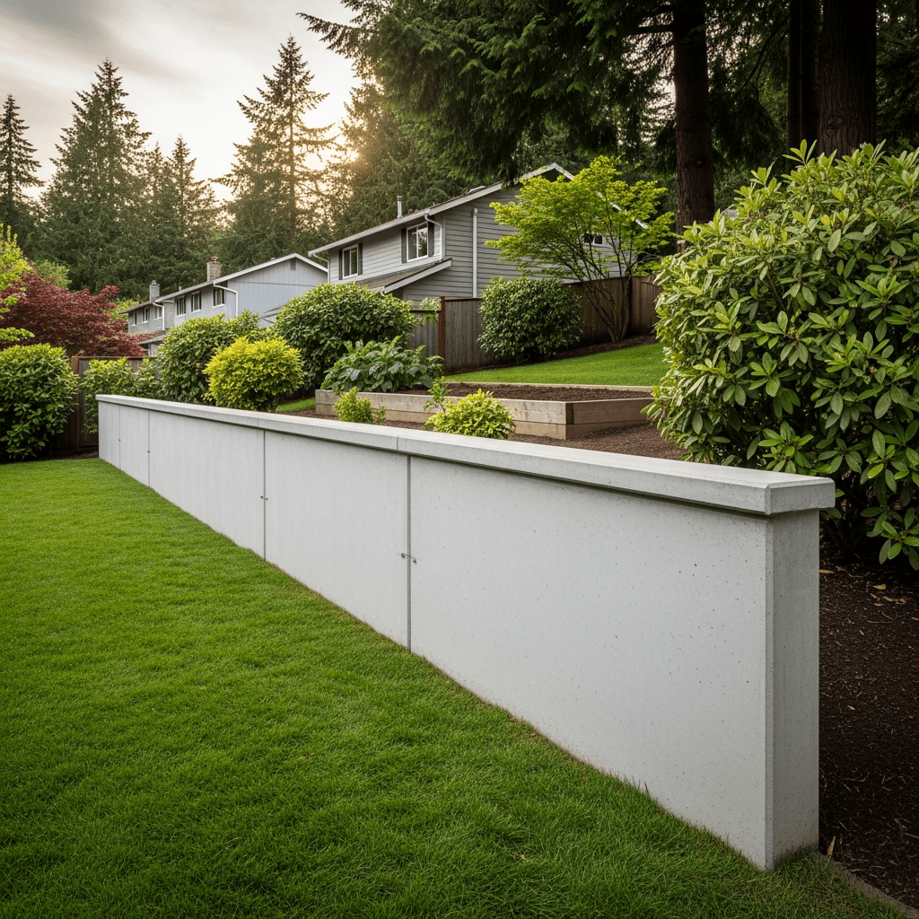 Smooth poured concrete retaining wall with clean modern finish — Daedalus Contracting, Lower Mainland BC